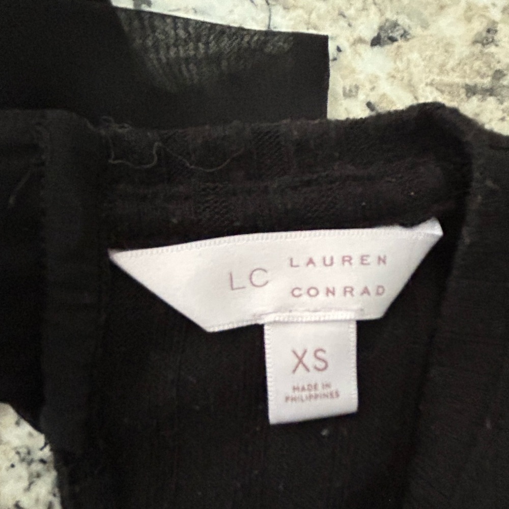LC Lauren Conrad Black Knit Long Sleeve Tie Neck Back Sweater Size XS - Picture 6 of 10